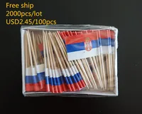Serbia toothpick flags, Country flag, Cake toppers, total 2000pcs, 100pcs/bag, Free ship