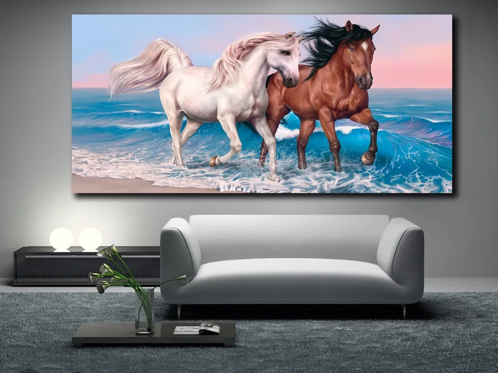 

Fashion Oil Painting Pop Art Rainbow Horses Home Decor on Canvas Modern Wall Art Canvas Print Poster Canvas Painting Unframed
