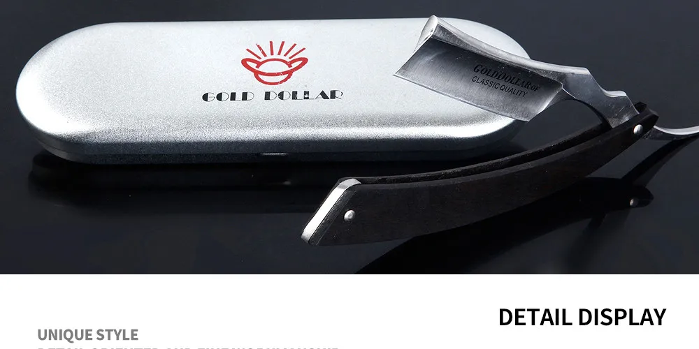 W59 Safety Straight Razor Barber For Mans Gold Dollar High Carbon Steel Folding Shaving Knife Stainless Steel Razor Holder