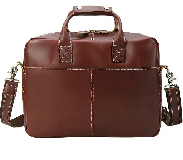 Men's Crazy Genuine leather briefcase male Vintage 15.6 inch Laptop shoulder Messenger bag men large capacity Business handbags