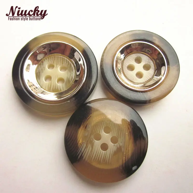 

Niucky buttons 18mm - 30mm 4 holes light brown double combined resin buttons for sewing bontique fashion coat buttons R0201d-001