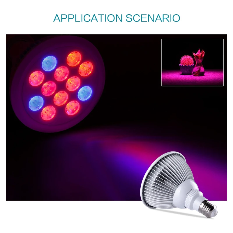 Новый дизайн Цоколь E27 12 Вт полный спектр светодиодная лампа для выращивания