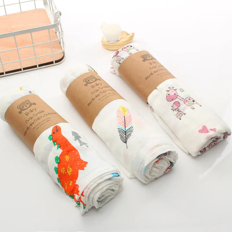 Бамбуковое волокно 2 слоя пеленать ребенка обернуть одеяла для новорожденных