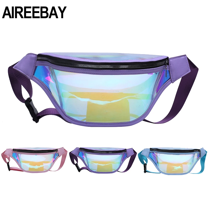 

AIREEBAY Holographic Fanny Pack Women Laser Waist Bag Fashion Bum Bag Hologram Hip Bag for Girls 2019 New Design Chest Bags