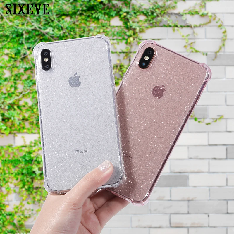 Glitter Silicone Soft Case For iPhone Xs Max XR X 5 6 s 6s 7 8 Plus 6Plus 6sPlus 7Plus 8Plus Luxury Super Shockproof Phone Cover | Мобильные