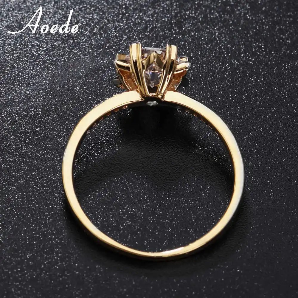 Hexagram Big Crystal Ring Gold Engagement Rings For Women Finger Elegant Micro Paved Jewelry Gift | Украшения и аксессуары
