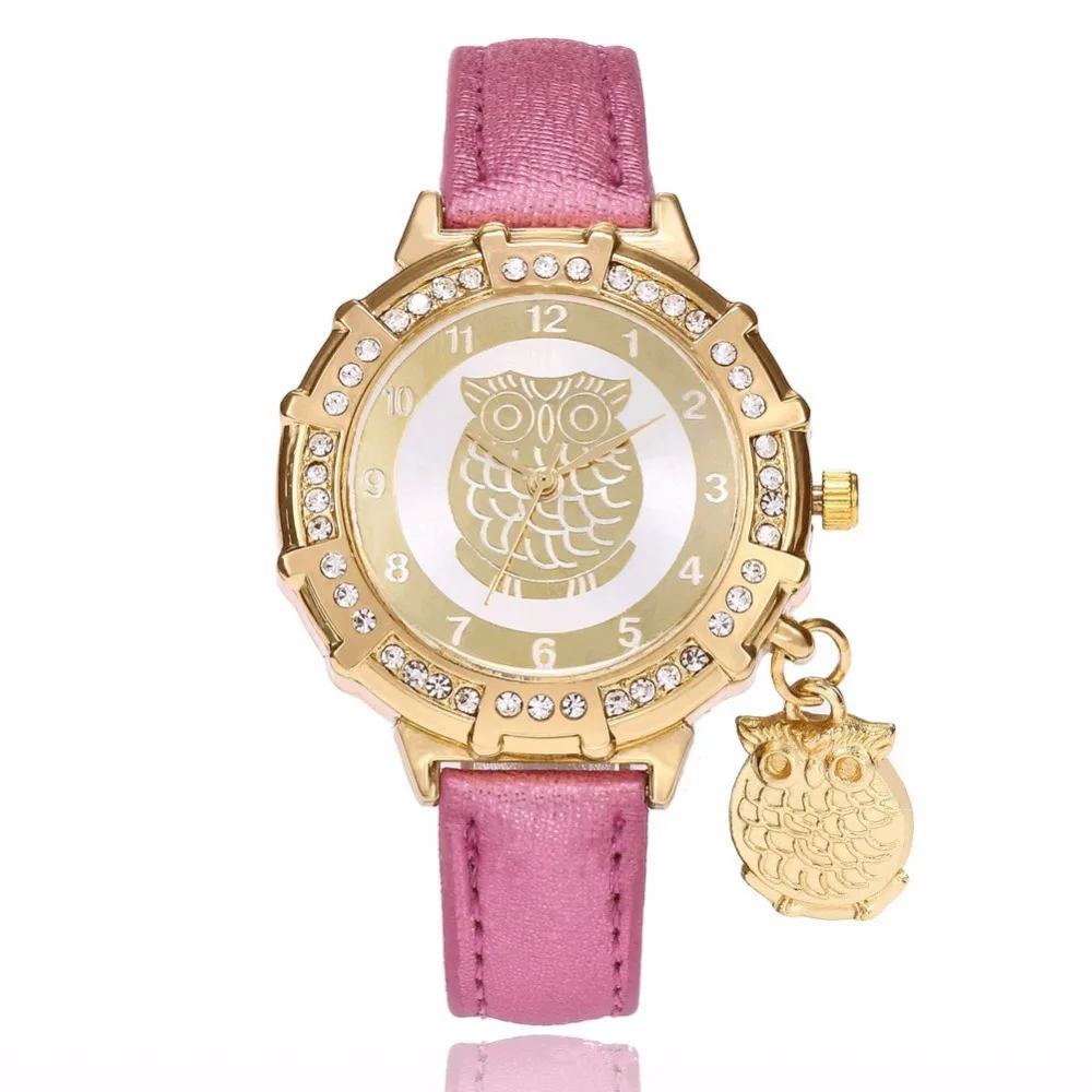 Часы наручные женские кварцевые с подвеской в виде совы|clock black|clock fashionclock pendant |