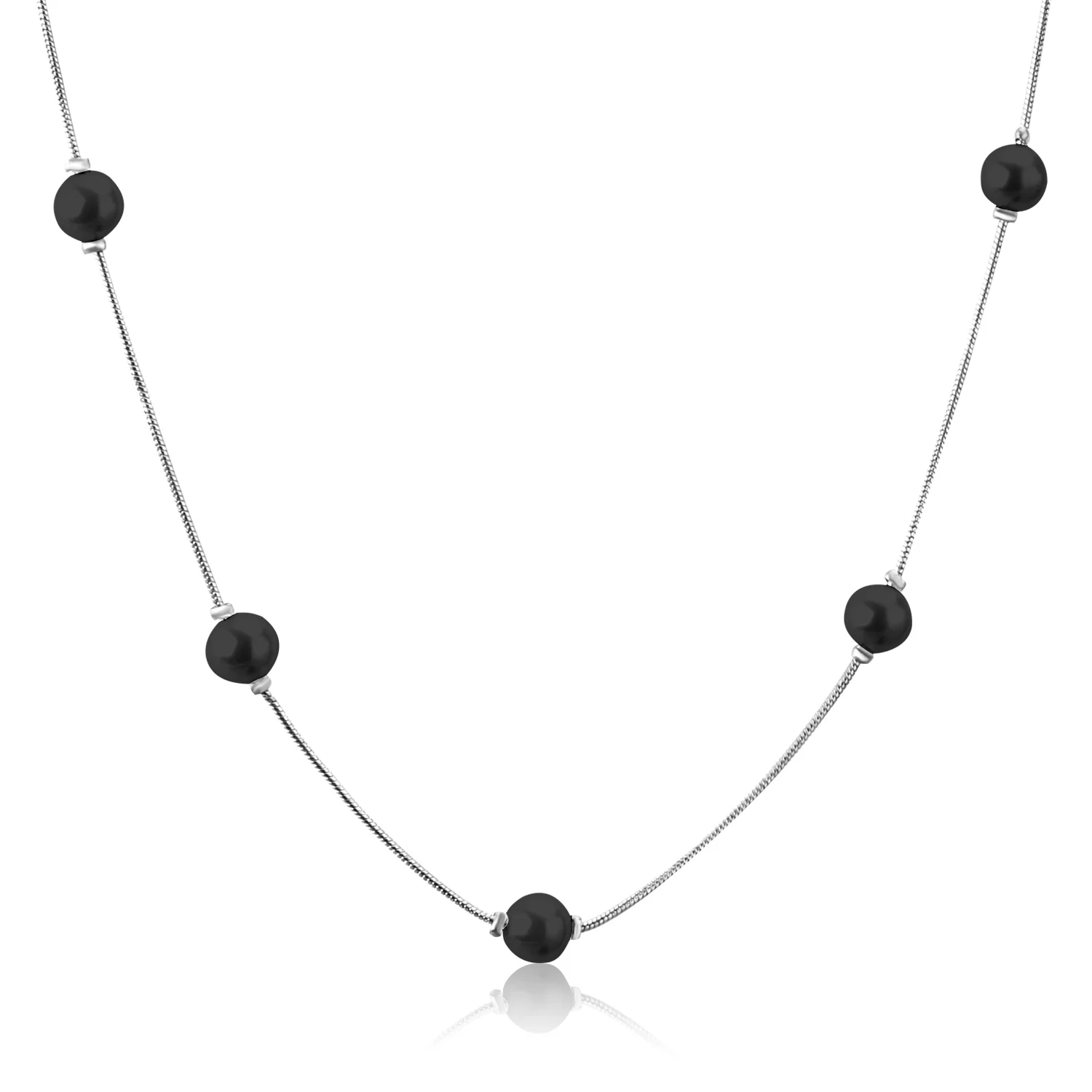 Бусы LUXUSTEEL цепочка змея белый/чёрный искусственный жемчуг кулон ожерелье модные