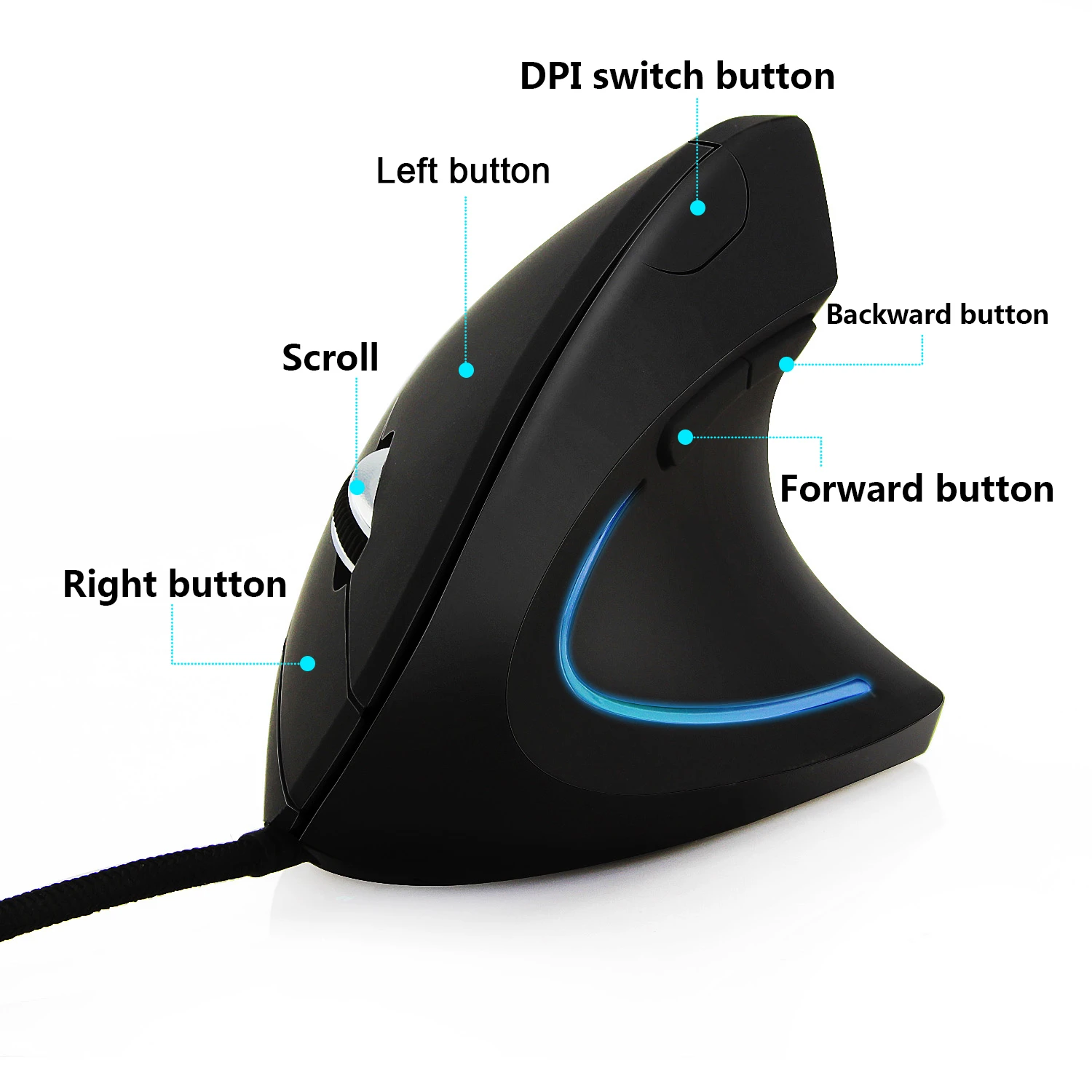 Мышь Вертикальная игровая эргономичная с RGB подсветкой 6 кнопок 3200DPI|Мыши| |