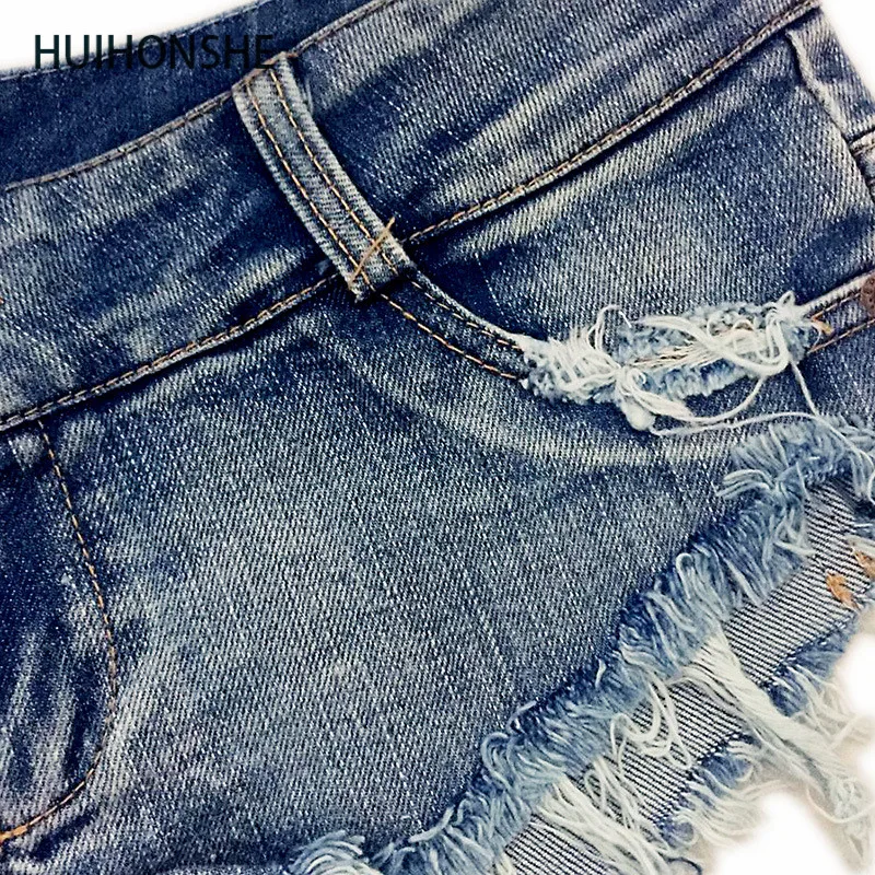 Женские джинсовые шорты HUIHONSHE Брендовые повседневные мини с низкой талией и