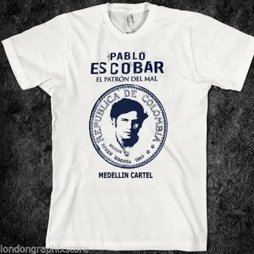 2019 модные Pablo футболка Escobar Медельине Колумбийский кокаин Господа хлопковая с