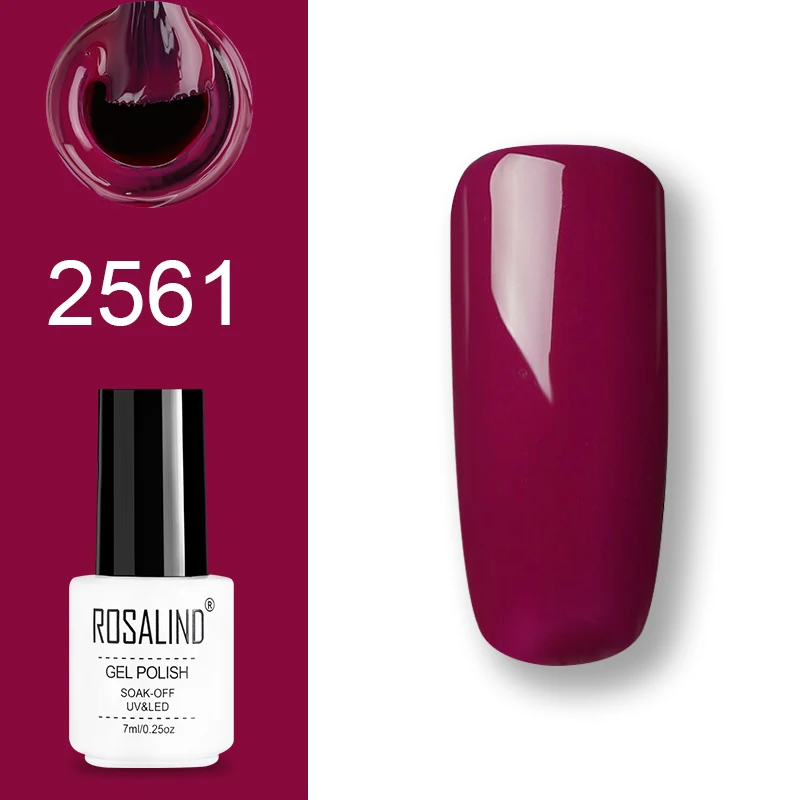 2561 ROSALIND набор гель-лаков UV Vernis полуперманентный праймер верхнее покрытие 7 мл полигель-лак для маникюра - Цвет: 2561