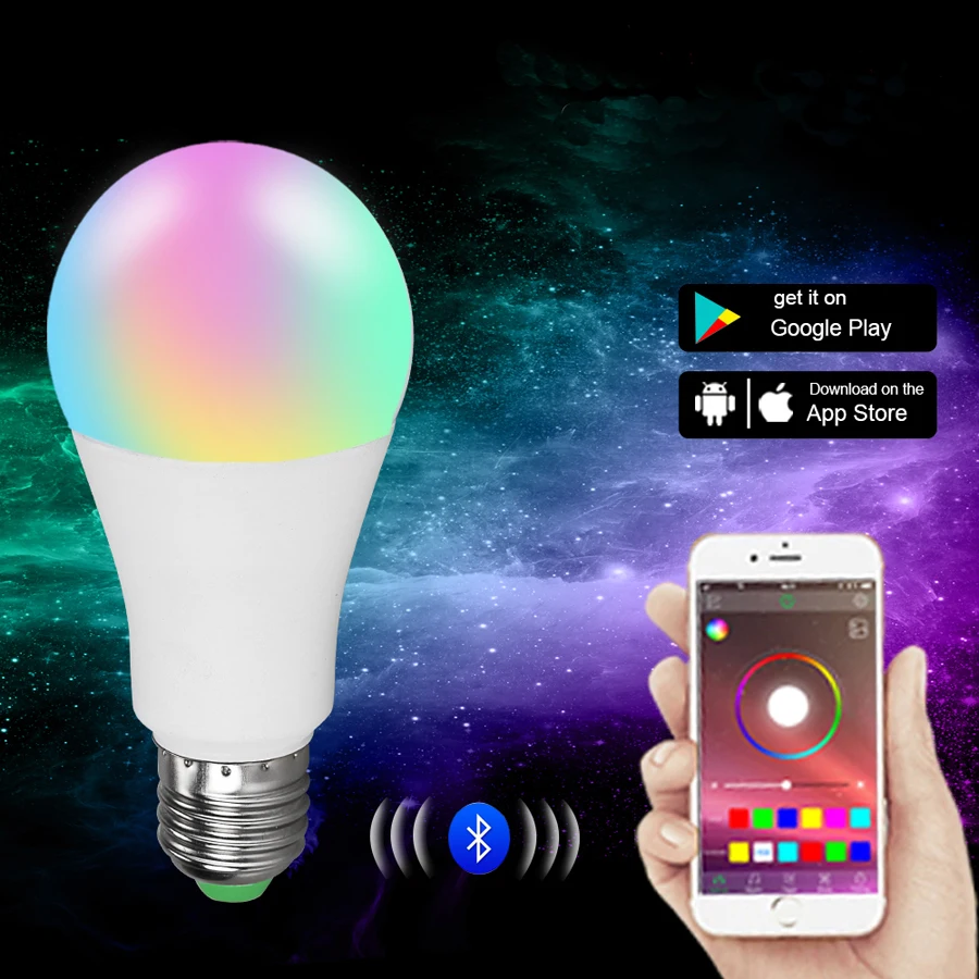 15 Вт 20 Ampoule LED Smart Night Lights 85 265 в B22 E27 Беспроводная Bluetooth лампа управляемая