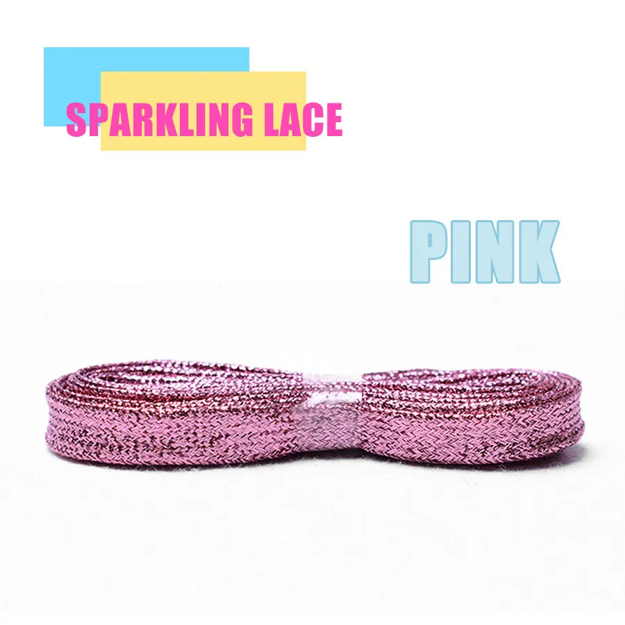 Pink Цветные мужские и женские шнурки для кроссовок с металлическим блеском, блестящий шнурок золотого цвета, серебристые плоские шнурки, спортивная обувь для бега, шнуровка - Цвет: Pink