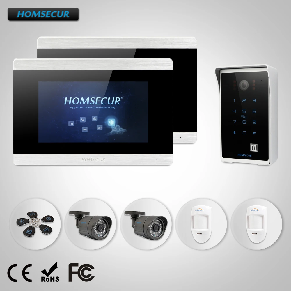 HOMSECUR 7 &quotВидеодомофон Система Телефонного Звонка + Доступ по Паролю для Дома