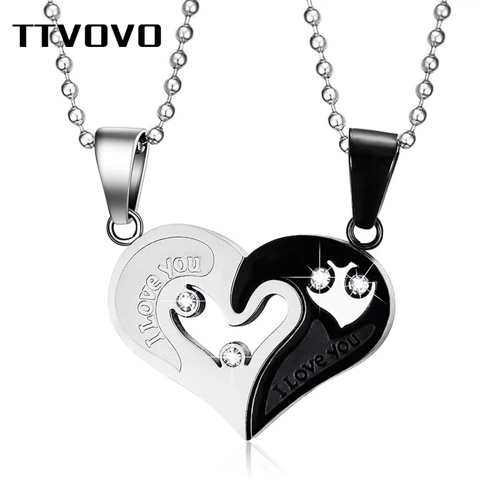 TTVOVO 2 шт./лот сердце Love кулон на цепочке для влюбленной пары женщин и мужчин из