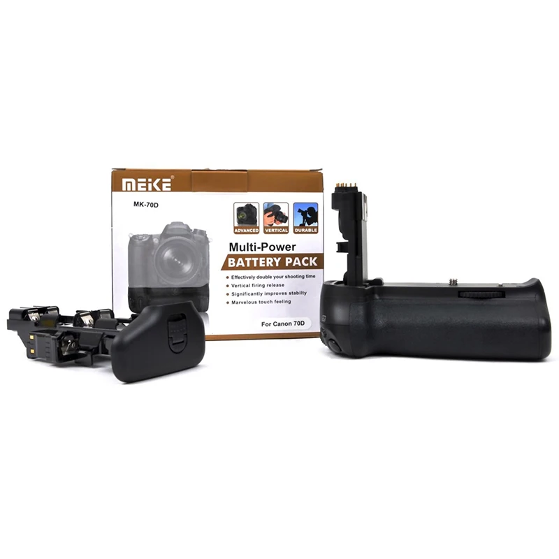

Meike MK-70D Vertical Battery Grip Holder with 2x LP-E6 Battery Control For Canon EOS 70D 80D DSLR Camera as BG-E14 Accessories