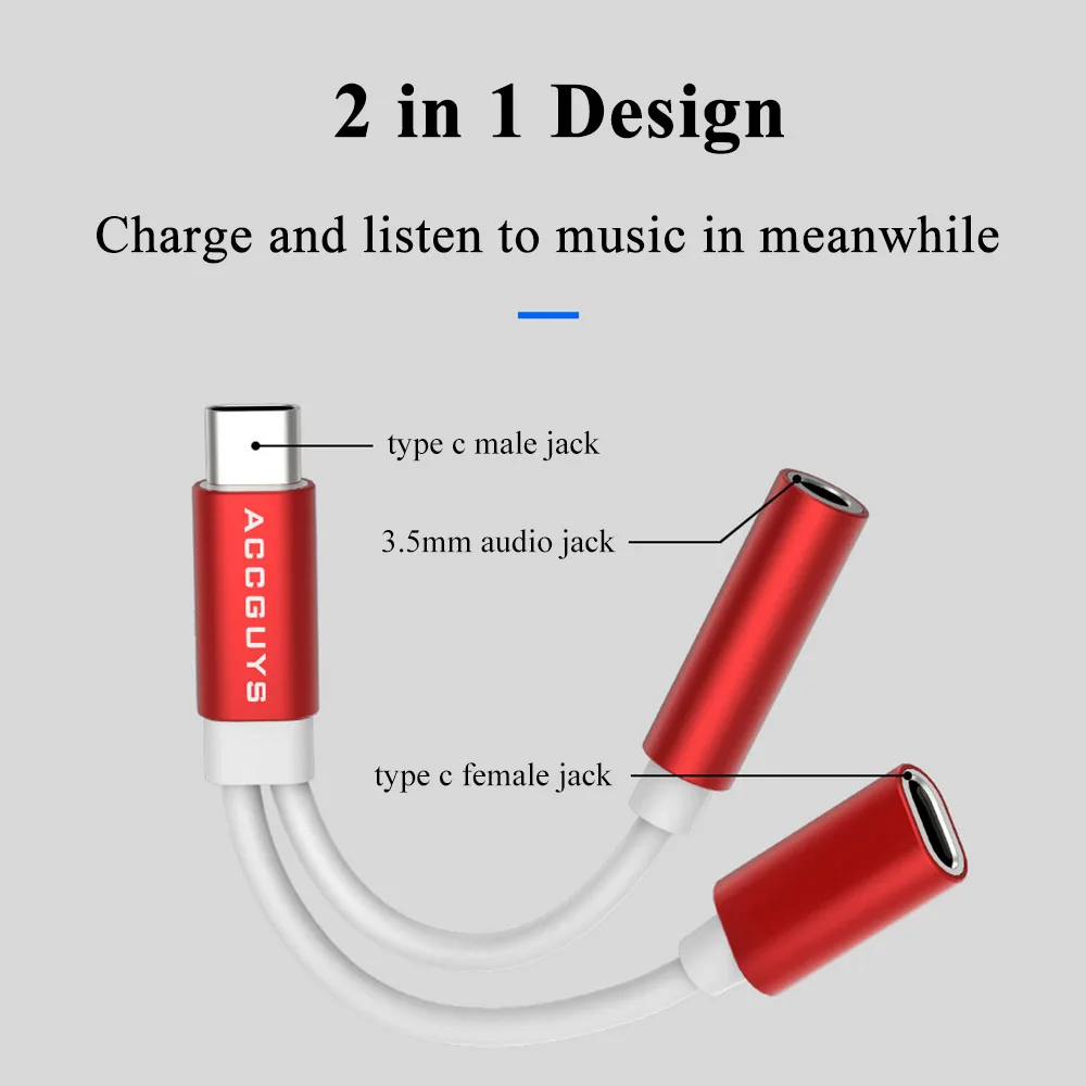 ACCGUYS 2 в 1 USB Тип C до 3 5 мм Женский Aux аудио наушники зарядное устройство адаптер для
