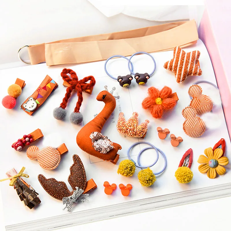 24pc E no box 8/10/24 предмета в комплекте для маленьких девочек Заколки для волос нижнее белье с рисунком из мультфильма трусы головная повязка с бантом короны цветка заколки Головные уборы Детские аксессуары для волос - Цвет: 24pc E no box