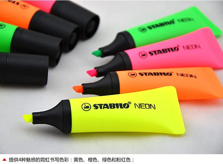 1 шт./лот STABILO неоновый маркер для зубной пасты флуоресцентный косой boligrafos канцелярские принадлежности для офиса и школы