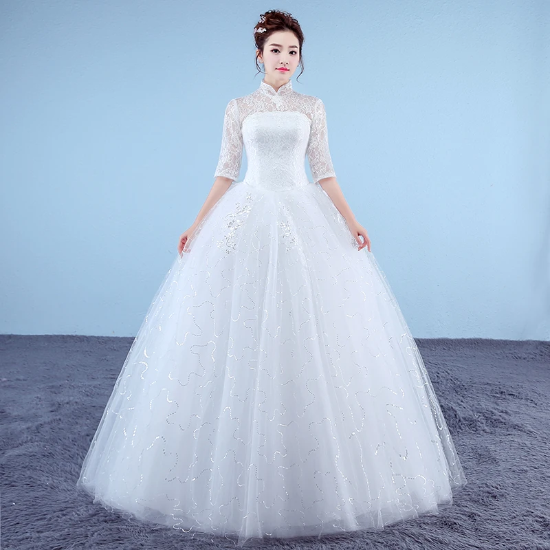 Fansmile Vestido De Noiva винтажное кружевное свадебное платье плюс размер индивидуализированный мяч платье Принцесса подвенечные Свадебные платья FSM-591F