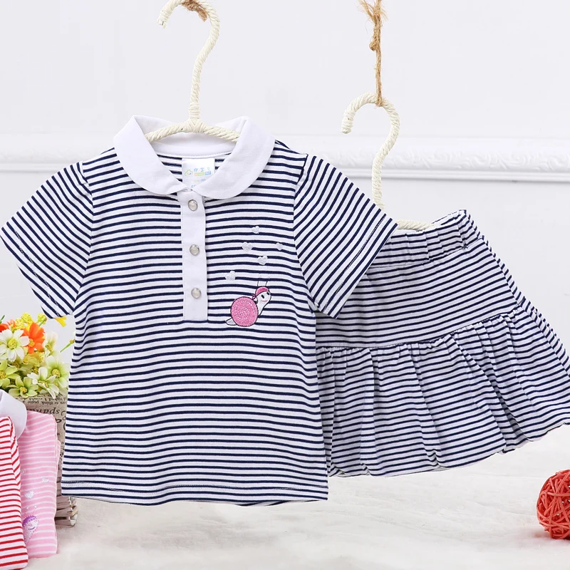 

Baby summer clothing girls dress 2pcs set children clothing baby baby clothes stripes t-shirt girl skirt dress baby girl clothes