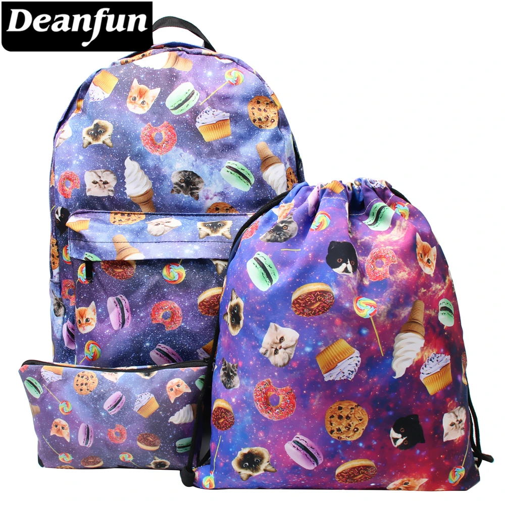 Deanfun женские холщовые рюкзаки с принтом школьная сумка через плечо для