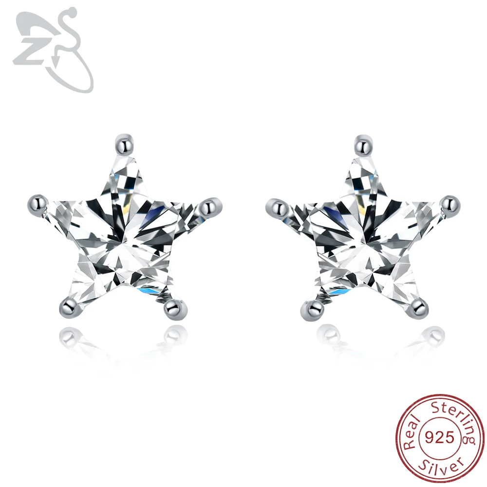 Женские серьги-гвоздики из стерлингового серебра 925 пробы с инкрустацией фианита