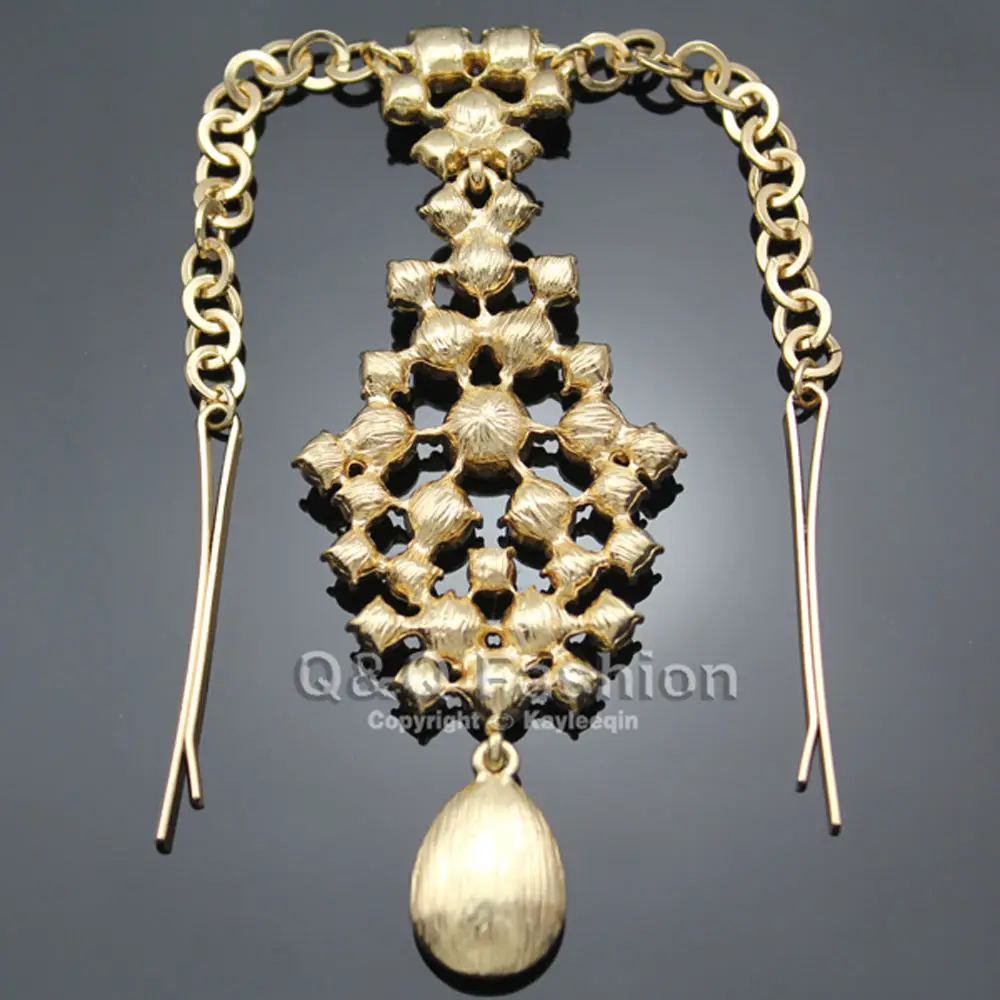 Слеза Emeral Crystal Bindi заколки для волос для женщин цепь Тикка Тиара головной убор танцор индийские ювелирные изделия Свадебные аксессуары