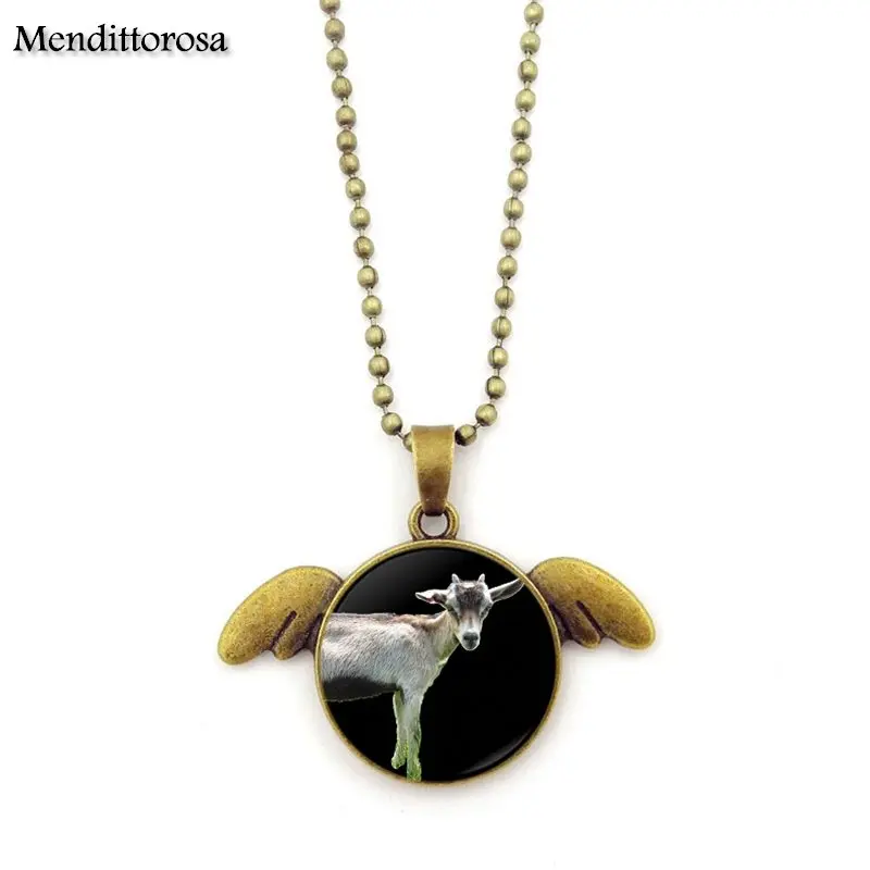 Ожерелье Mendittorosa Statement Handmade Bronze Color Glass для женщин, прекрасный длинный украшение с крыльями ангела, подарок в виде ювелирных изделий с изображением козла.