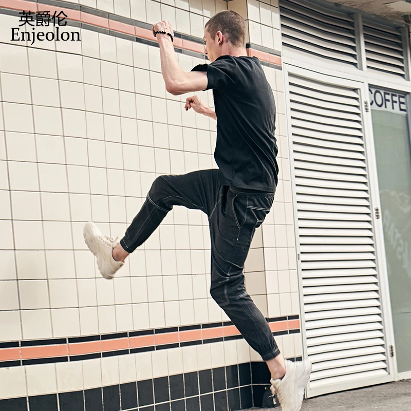 Enjeolon new fashion 2020 men jeans pants sweatpants for cool clothes black blue casual male K6626 | Мужская одежда