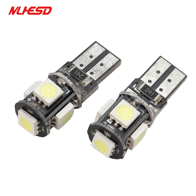 

100pcs White T10 5 smd 5050 led Canbus Error Free Car Lights W5W 194 168 2825 5SMD Light Bulbs Car Lamp License Plate Light