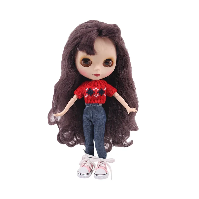 LUCKDOLL 15 Стиль 1 комплект одежды = свитер+ джинсы для BJD 30 см 1/6 Blyth куклы Barbiees одежда, игрушки для девочек, поколение, подарок на день рождения