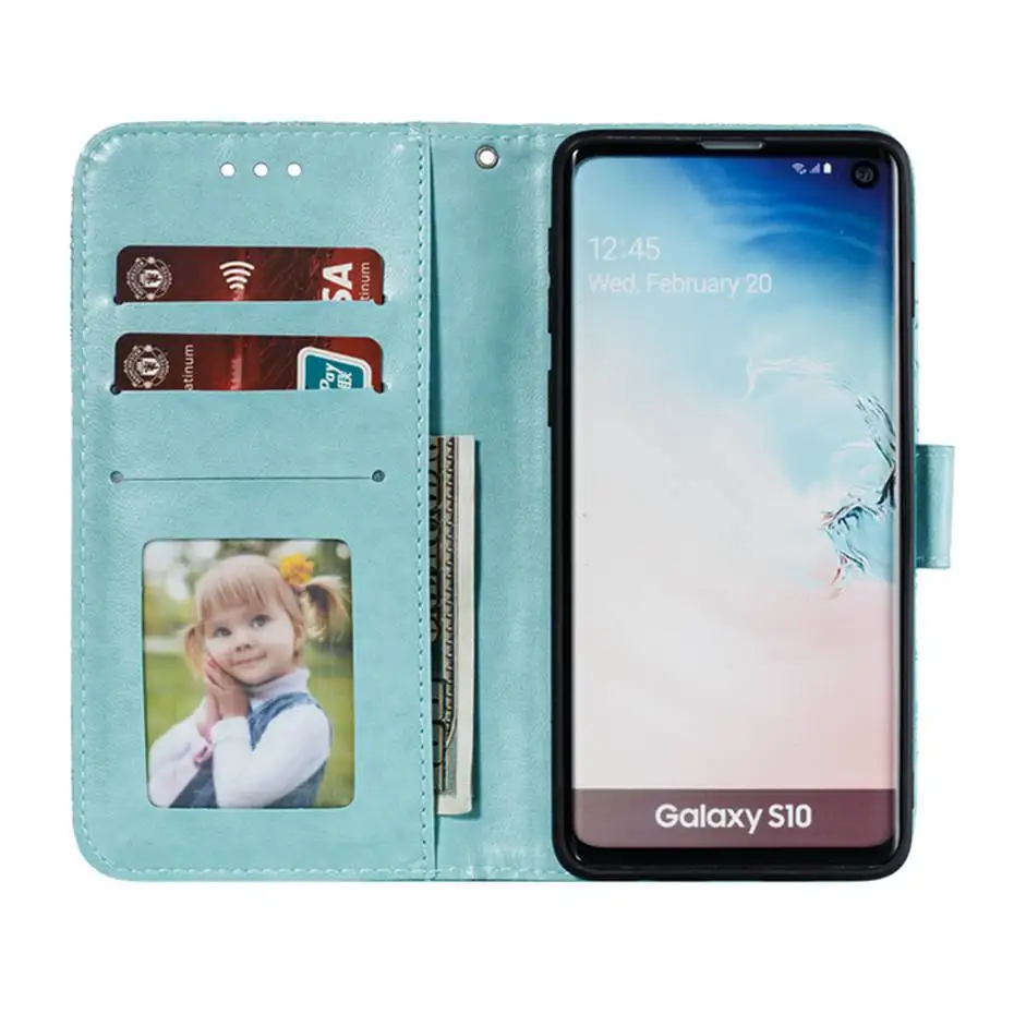 Флип-чехол из искусственной кожи для Samsung Galaxy S10 E чехол-бумажник 5G S9 A5 A6 A7 A9 J4 J6 2018