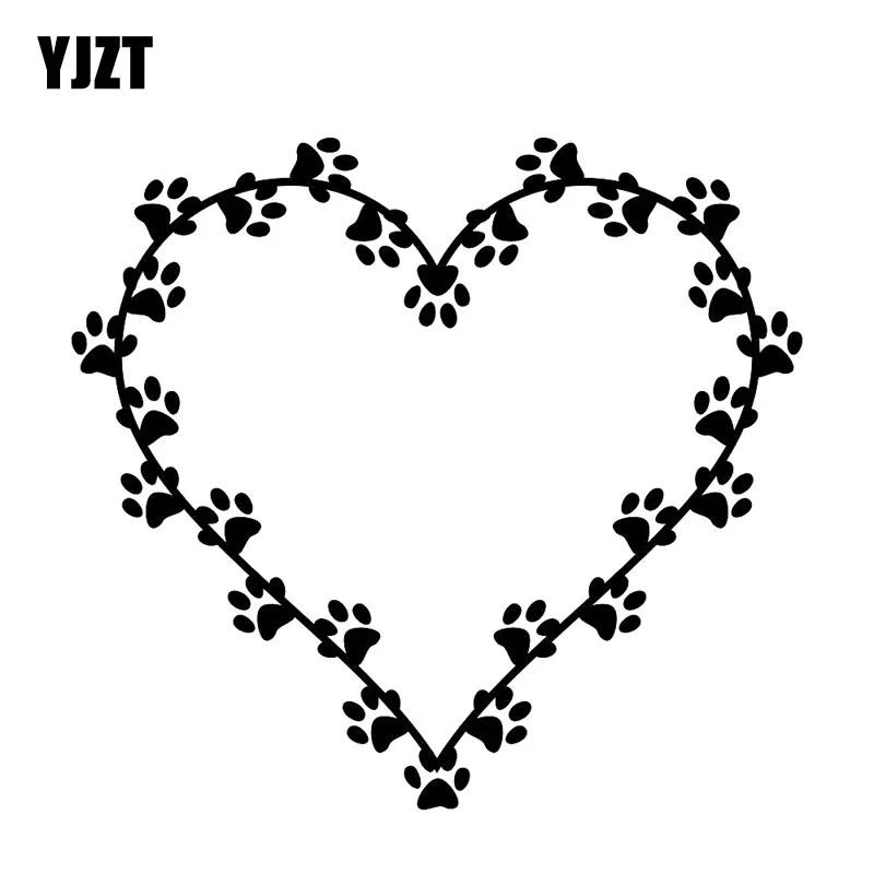 YJZT 13 см * 12 1 новые принты животных собака лапа Виниловая наклейка на сердце