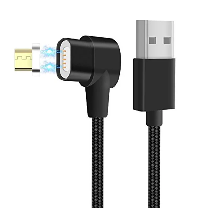 Магнитный Micro USB кабель с прямым углом 90 градусов 1 м 2 А для быстрой зарядки и