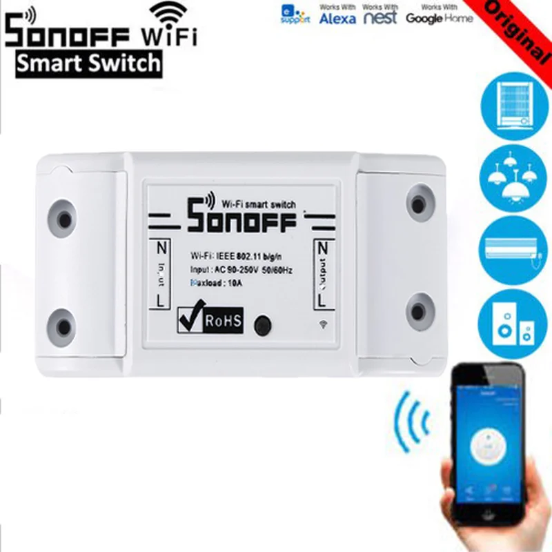 Интеллектуальный выключатель света Sonoff Basic переключатель Wi Fi DIY Беспроводной