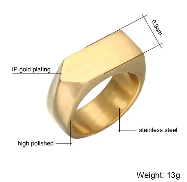 Punk Black Gold Silver Color arrow Rings Stainless Steel Square Finger for Men Boys Jewelry US Size 8-12 Dropshipping | Украшения и