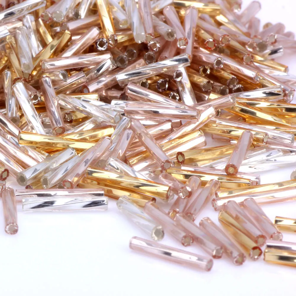 OlingArt золотого и серебряного цвета трубки 2x11 мм 65 г твист Стеклярус бисер Оптовая продажа аксессуаров ожерелье DIY ювелирных изделий