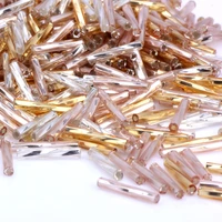 olingart gold and silver color tube 2x11mm 65g twist bugles glass seed beads wholesale accessory necklace diy jewelry making