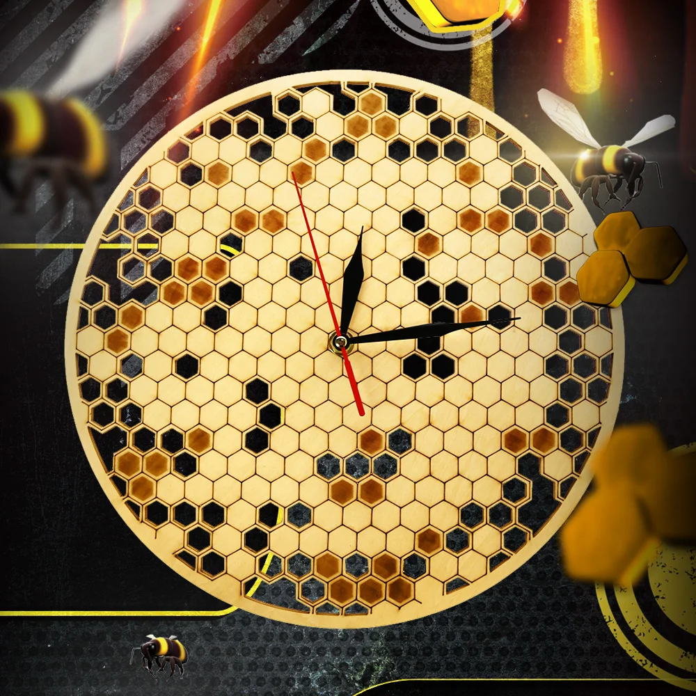 Honey comb оригинальные настенные часы кухня деревенский Висячие reloj сравнению деревянный знак Декор медовые пчелы современный дизайн геометрический saat
