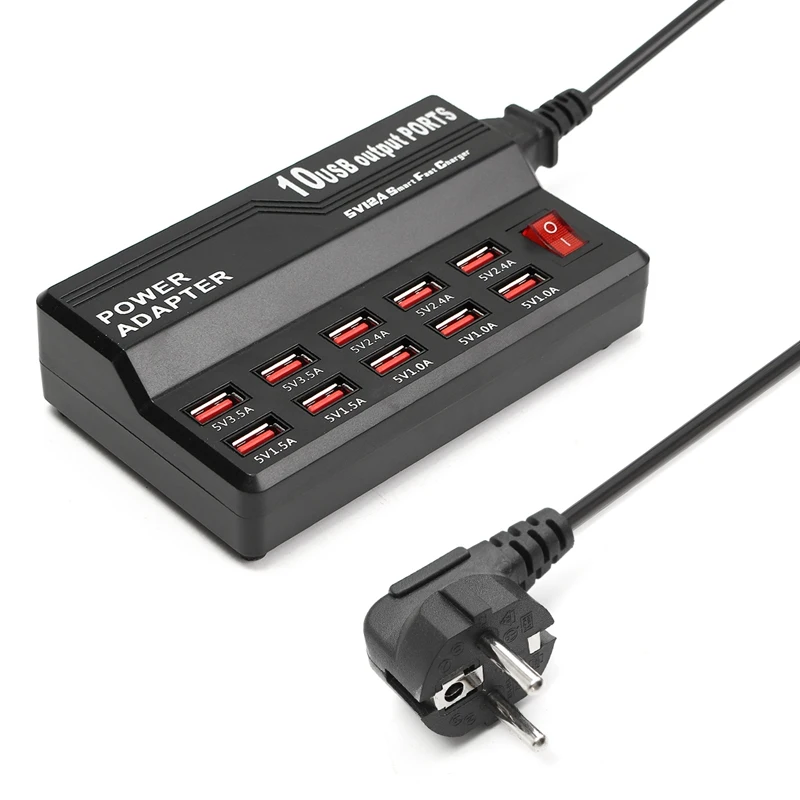 Мульти USB зарядное устройство дорожный адаптер 10 портов с настенной вилкой шнур Настольный телефон зарядные станции для смартфона планшета ноутбука