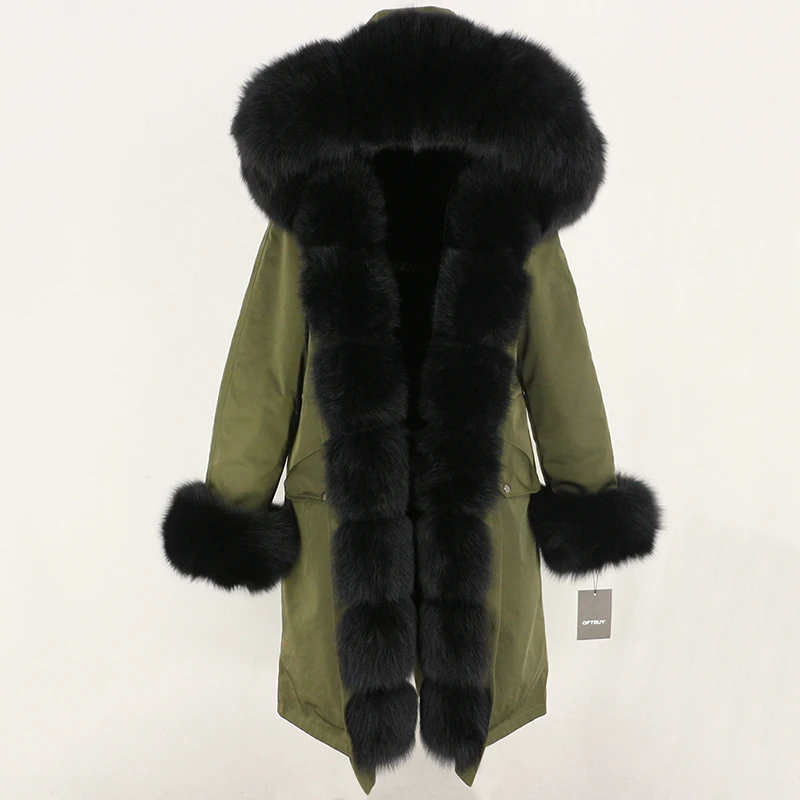 Зимняя куртка женская X-long Parka непромокаемая Верхняя одежда натуральный мех пальто натуральный Лисий Мех капюшон Роскошная Верхняя одежда Съемная бренд