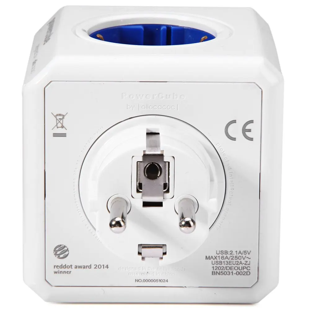 Розетка Allocacoc PowerCube DE с 4 розетками 2 USB порта адаптер для умного дома 16 А 250 В|allocacoc