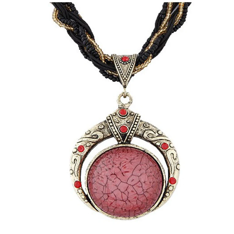 Бохемское ожерелье ювелирных изделий модная популярная ретро-стиля Бохемии многослойные бусины цепи кристаллический драгоценный зерно подвеска XY160501.