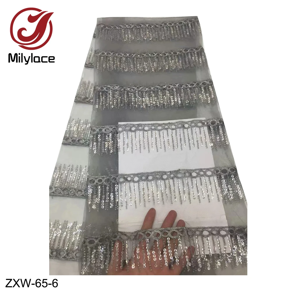 Milylace latest african lace fabric hot selling sequins tulle beautiful nigerian for dress ZXW-65 | Дом и сад