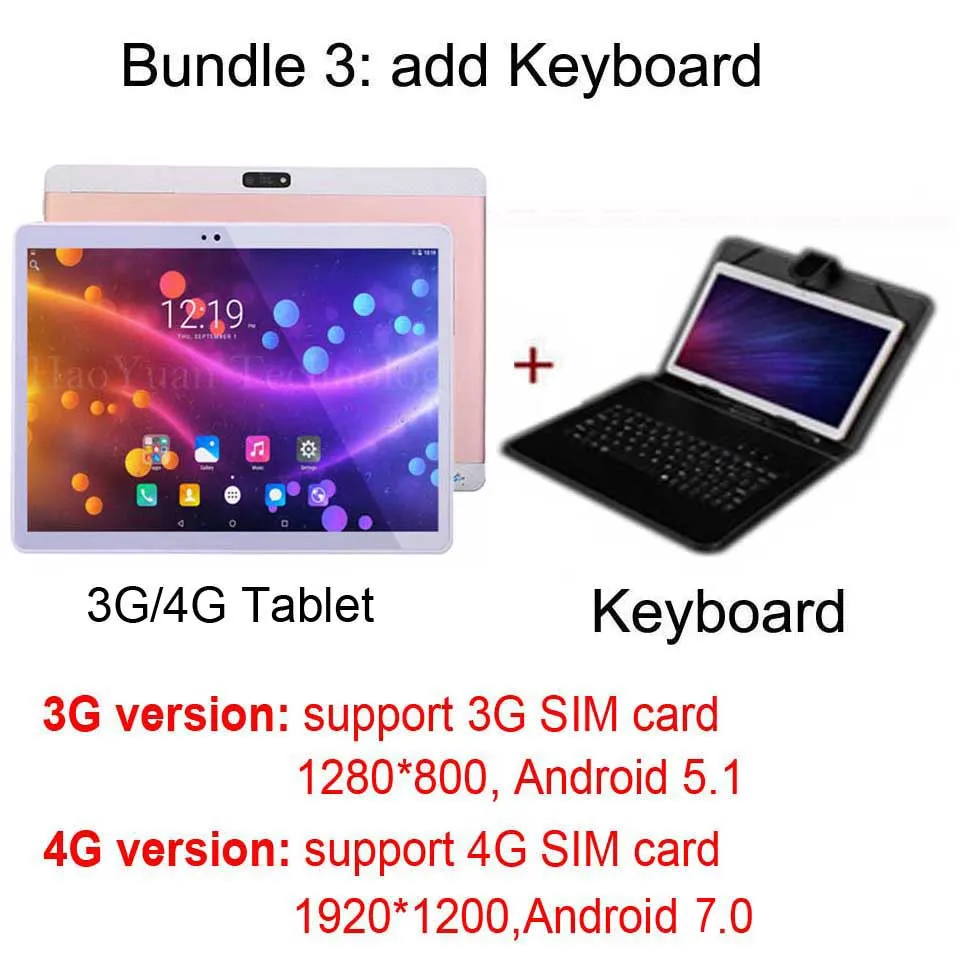 3G 4G LTE 10 дюймов Восьмиядерный планшет 4 Гб ОЗУ 32 \ 64 Гб ПЗУ две sim-карты 8,0 M камера 1920*1200 ips планшеты шт 10 10,1 - Комплект: add keyboard case