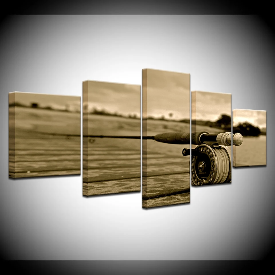 

Hunting and Fishing 5 Panel/piece HD Print modern wall posters Canvas Art Painting For home living room decoration