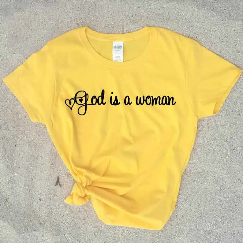 Skuggnas New Arrival God is a woman T shirt Ariana Grande Fans Seven rings No tears left to cry Yellow  Ariana Grande t shirts