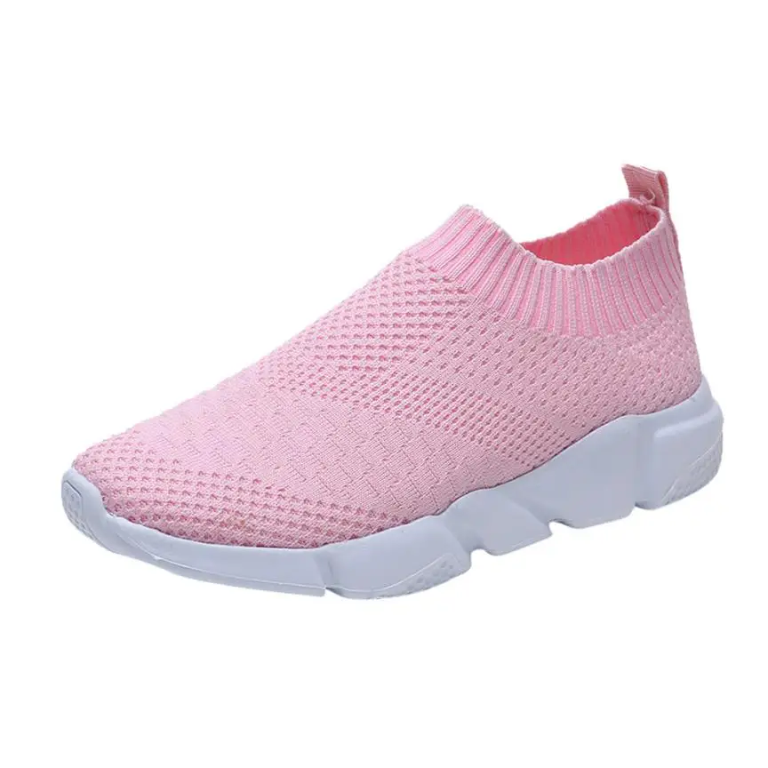 Pink Легкая дышащая Спортивная обувь; Женская прогулочная обувь из сетчатого материала; кроссовки на платформе; женские АМОРТИЗИРУЮЩИЕ НЕСКОЛЬЗЯЩИЕ повседневные туфли - Цвет: Pink